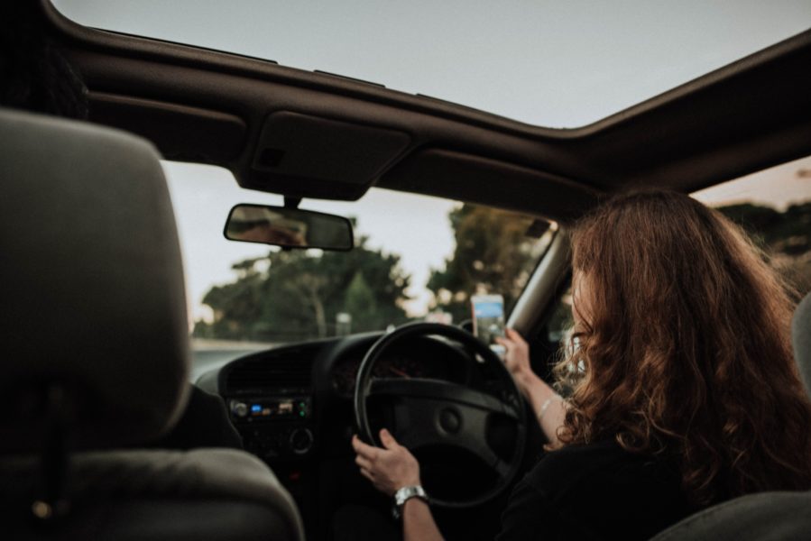 Woman driving a car