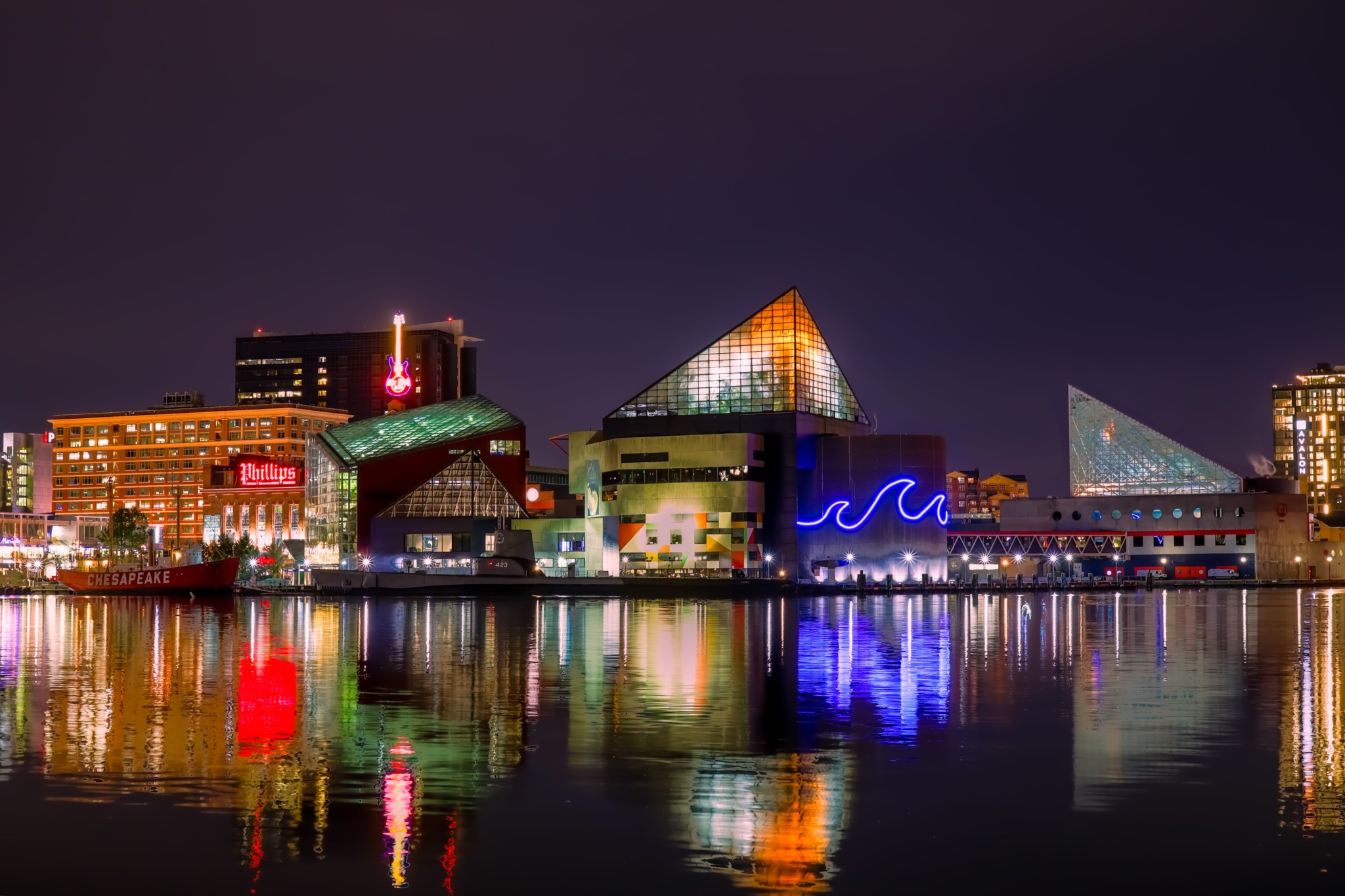Is baltimore inner harbor safe at night?