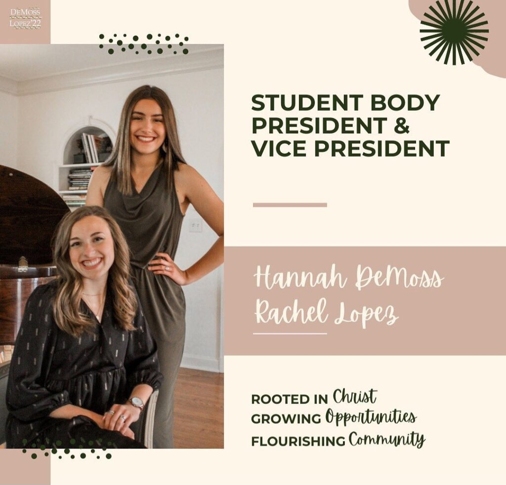 Student Body President and Vice President Hannah Demoss and Rachel Lopez