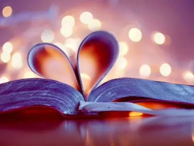 heart shape with pages go a book