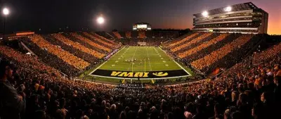 A crowded Iowa Hawkeyes football stadium