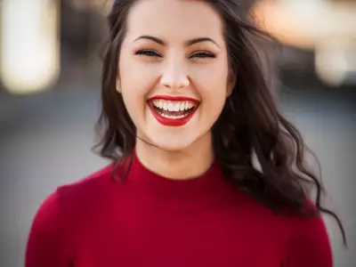 period panties girl smiling in red
